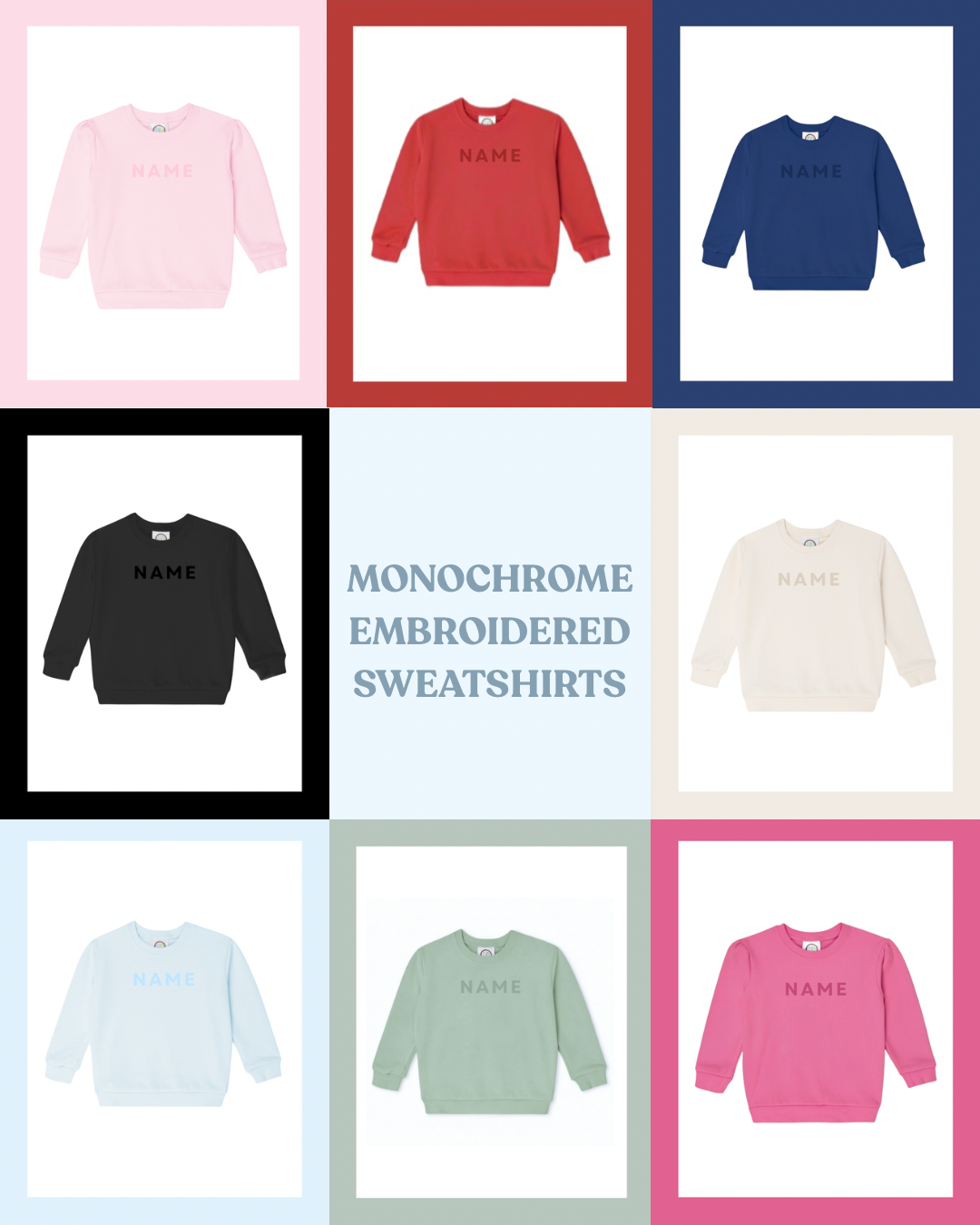 Monochrome Embroidered Sweatshirts